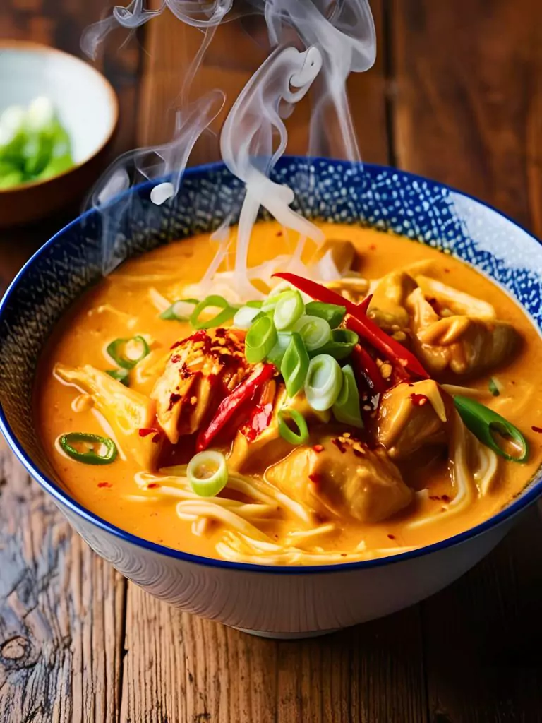 Fiery Chicken Ramen with Creamy Garlic Sauce Recipe